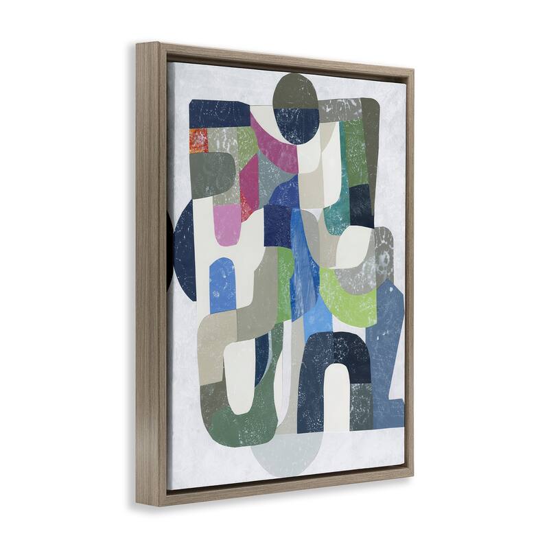 Stupell Retro Geometrics on Grey Framed Floater Canvas Wall Art Design By Coco Good