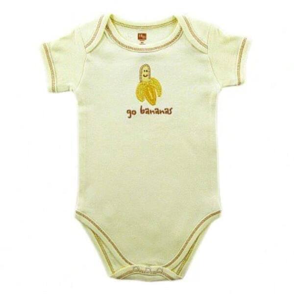 slide 1 of 1, Touched by Nature Baby Unisex Organic Cotton Bodysuits, Banana Ecru 12-18 Months - Banana Ecru