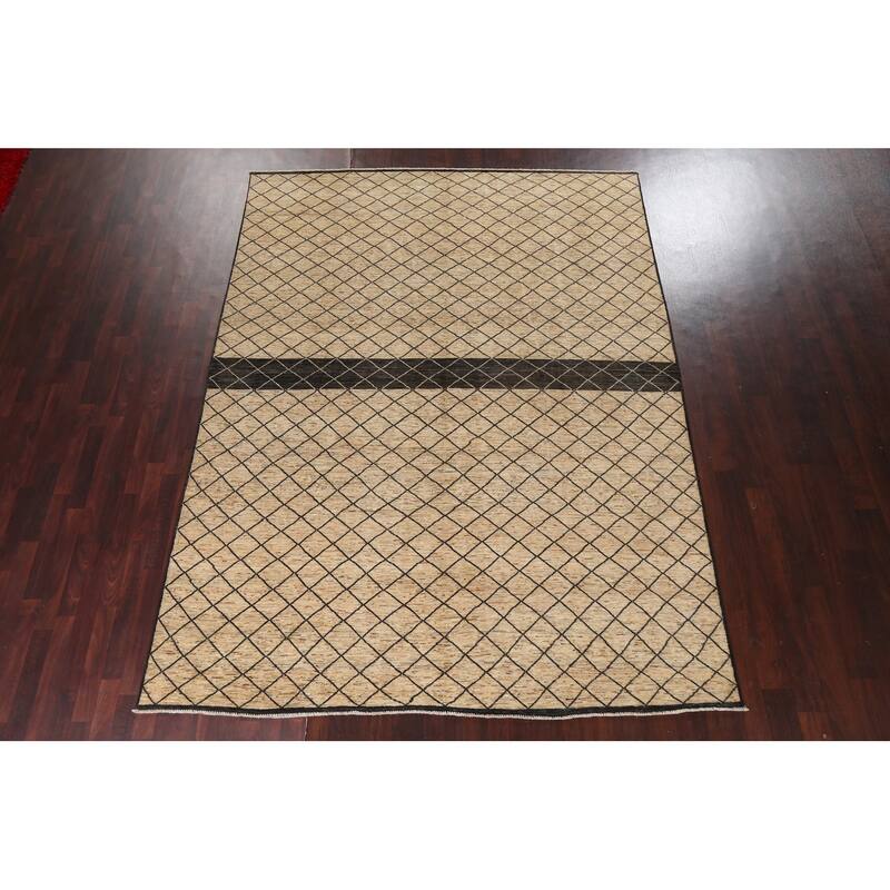 Trellis Moroccan Oriental Wool Area Rug Hand-knotted Home Decor Carpet - 7'11" x 10'5"