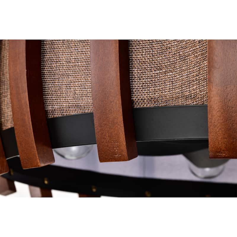 Drevmore Fabric and Wood Lighted Ceiling Fan Fandelier - Brown