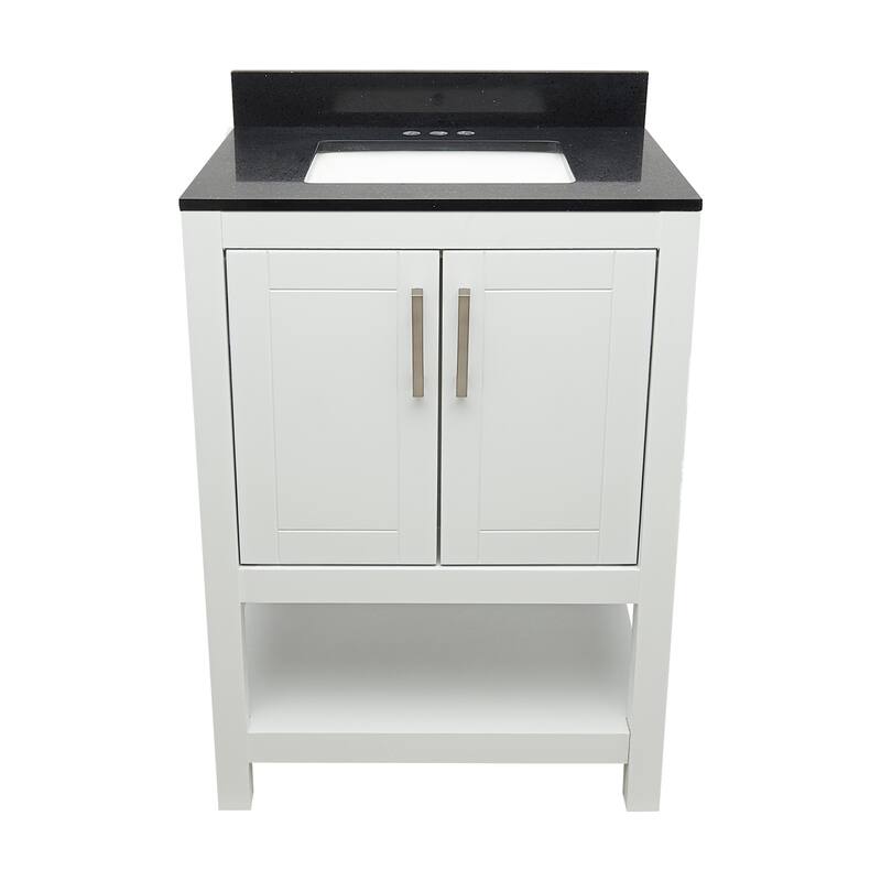Taos 25" Bathroom Vanity with Cultured Marble Vanity Top Sink in White with White Basin