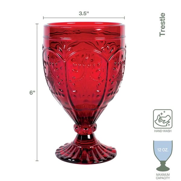 Fitz and Floyd Set of 4 Trestle Goblets, Red