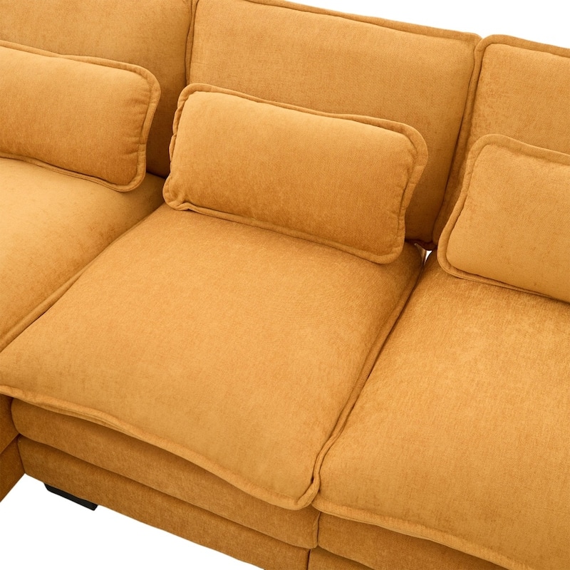 107.87" Modular Chenille Comfy Sectional Cloud Sofa with Double Chaise