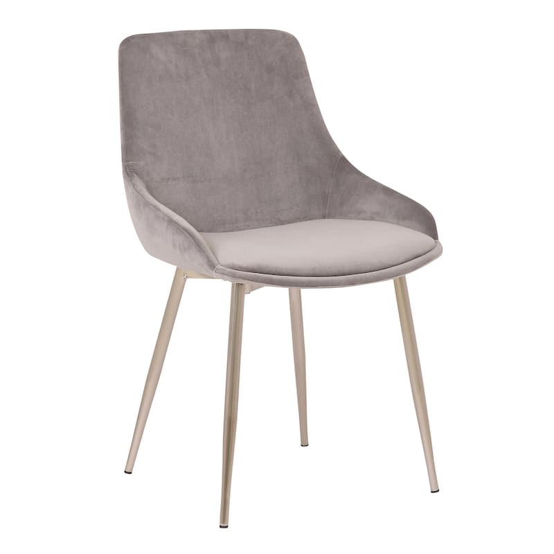 Velvet Accent Dining Chair - Grey Upholstered Side Chair - Modern Comfort Seating