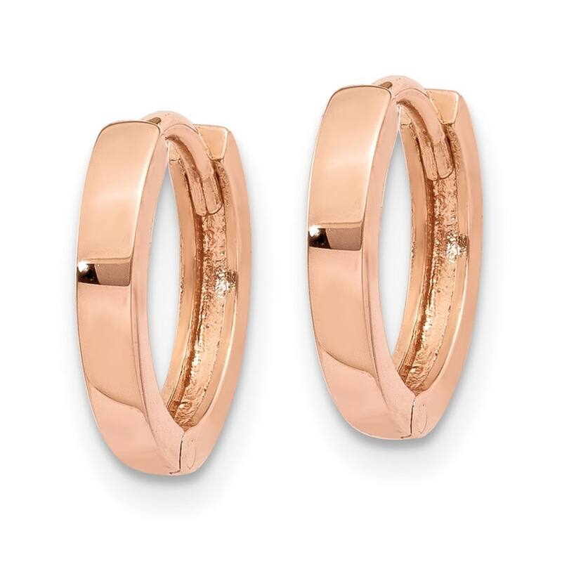 Curata 14k Rose Gold Solid Polished Hinged Small Huggies Hoop Earrings 11x2mm