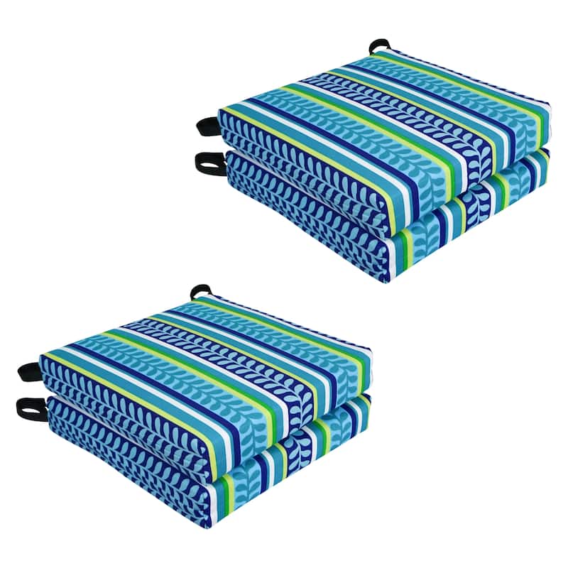 16-inch Indoor/Outdoor Chair Cushions (Set of 4) - 16 x 16 - Pike Azure