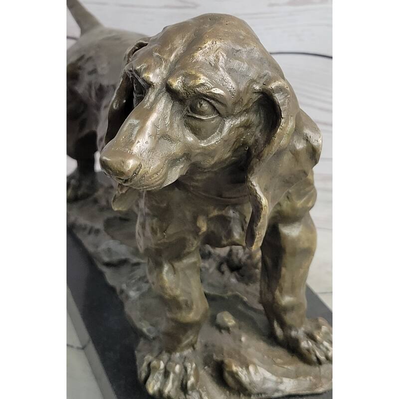 Bet Hound Imitative Dog Figure Art Deco Bronze Sculpture On Marble Base Figurine Gift
