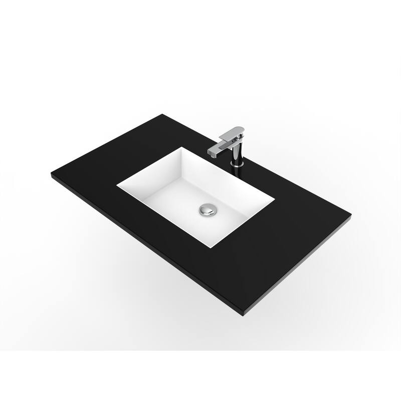 Serenity Solid-Surface Bathroom Vanity Top with Sink - 36" - Black