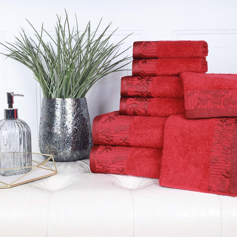 Superior Wisteria Cotton Floral Jacquard 8 Piece Bathroom Towel Set