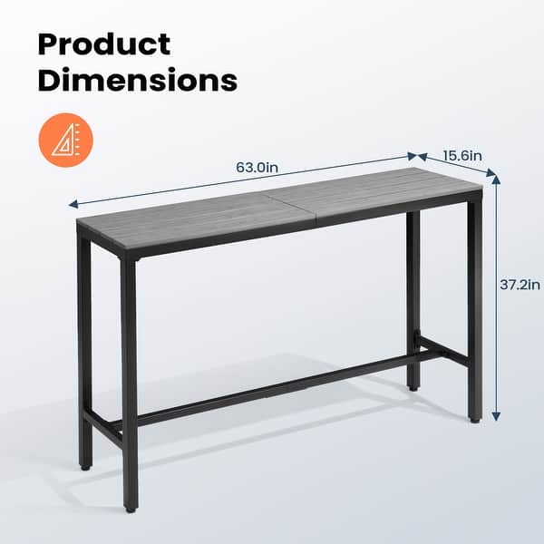 JNMDLAKO Bar Table,Bar Height Pub Table With Sturdy Metal Frame,Narrow High Top Table,Rectangular High Top Kitchen & Dining Counter Tables