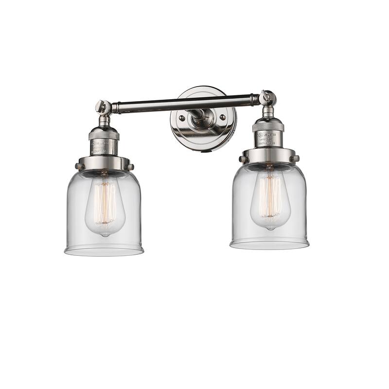 Innovations Lighting Small Bell 2 Light 15" Wide Bathroom Vanity Light - Polished Nickel / Clear