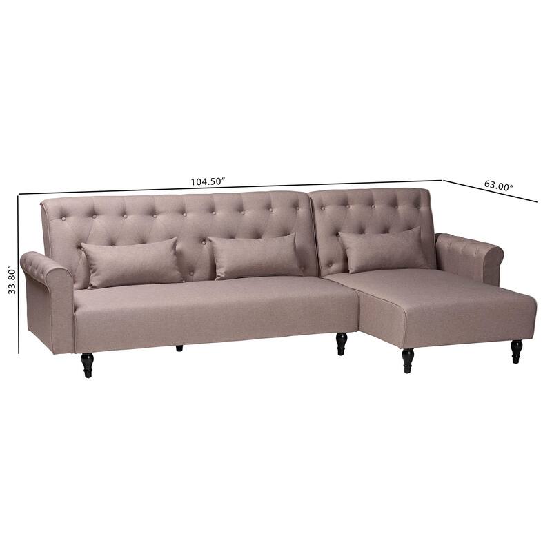 Chesterfield Retro-Modern Clay Fabric Upholstered Convertible Sofa Bed