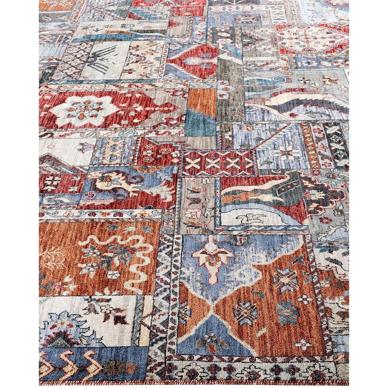 Patchwork One-of-a-Kind Hand-Knotted Area Rug, Gray - 8' 1" x 10' 0"