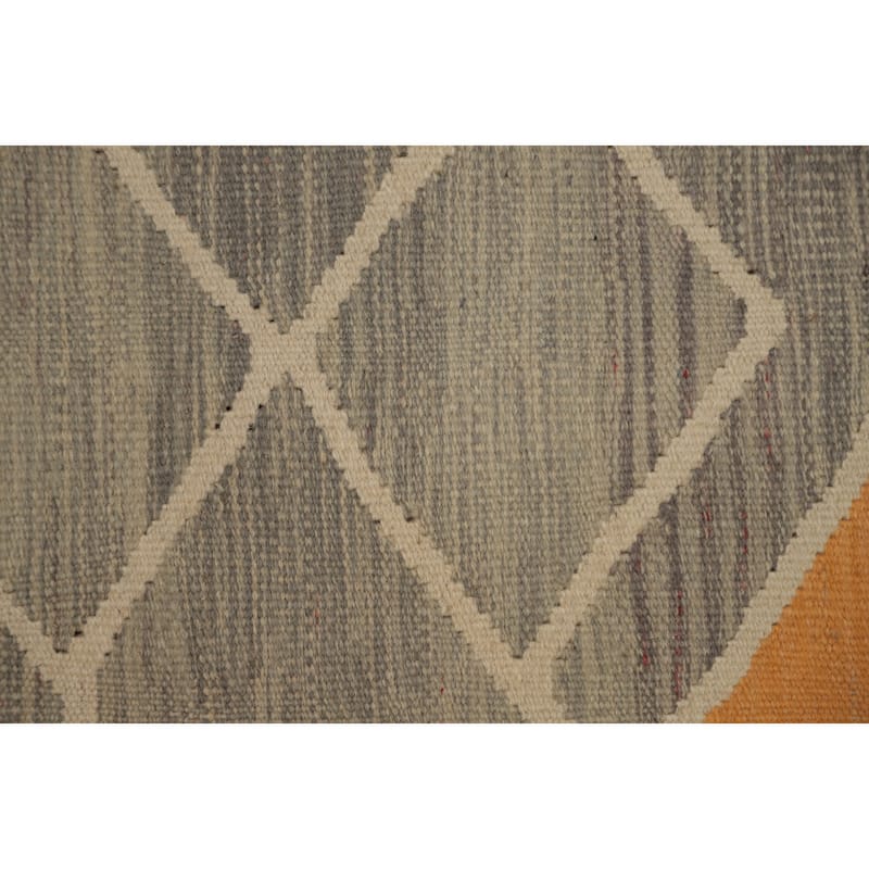 Hand Woven Oriental 100% Wool Carpet Southwestern Tribal Greys & Charcoal Kilim Area Rug - 7' 10'' X 5' 0''