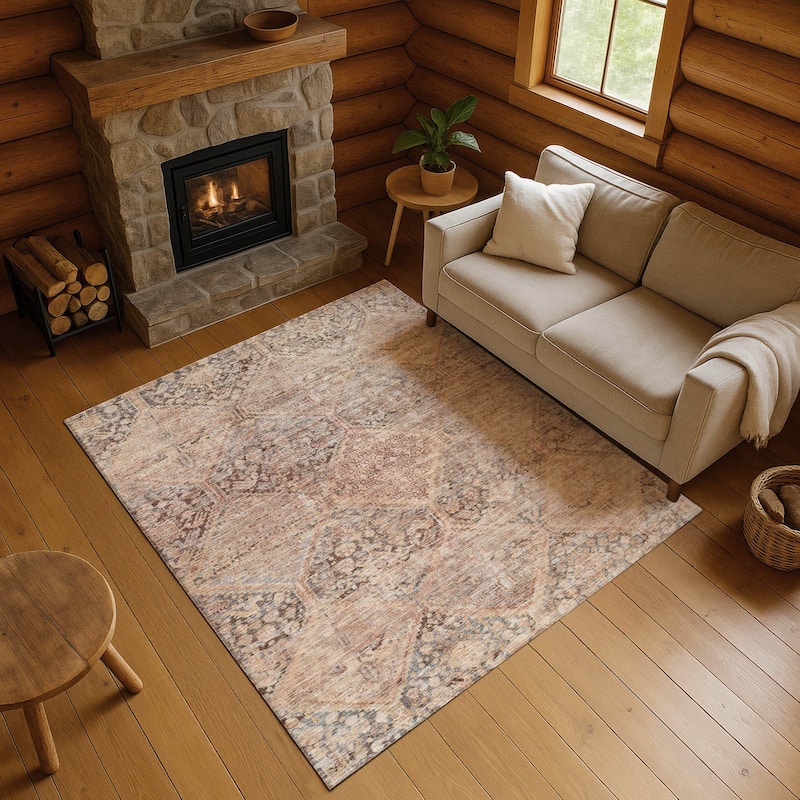 Premium Washable Super Soft Vintage Traditional Mayfield Rug - Copper - 8' x 10'