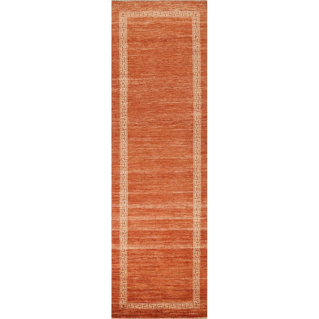 Bordered Gabbeh Kashkoli Oriental Runner Rug Wool Hand-knotted Carpet - 2'5" x 9'4"