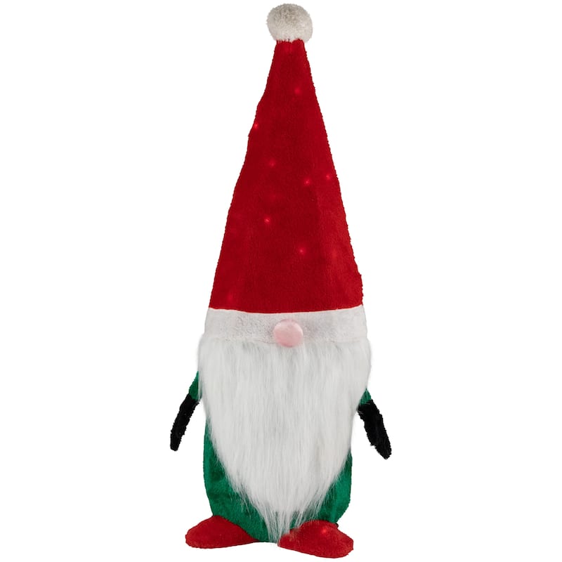 Lighted Red and Green Christmas Gnome Yard Decoration 35-inch - 35"