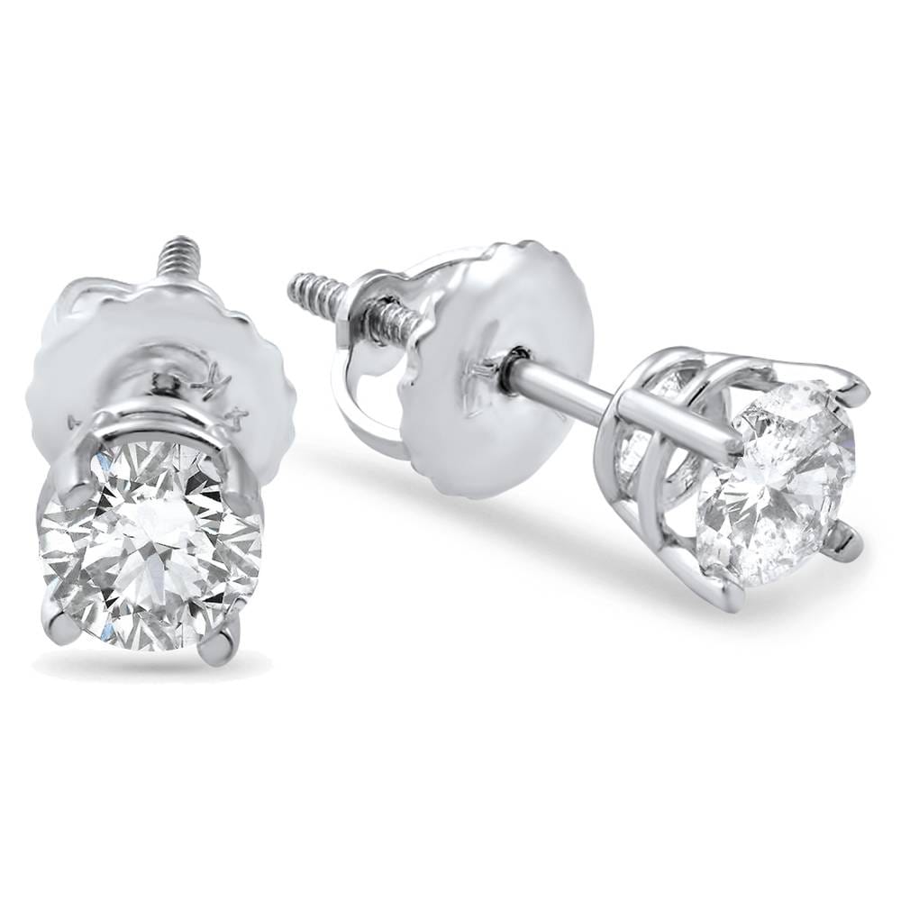 Bliss Diamond 3/4ct Diamond Studs Screw Back White Gold