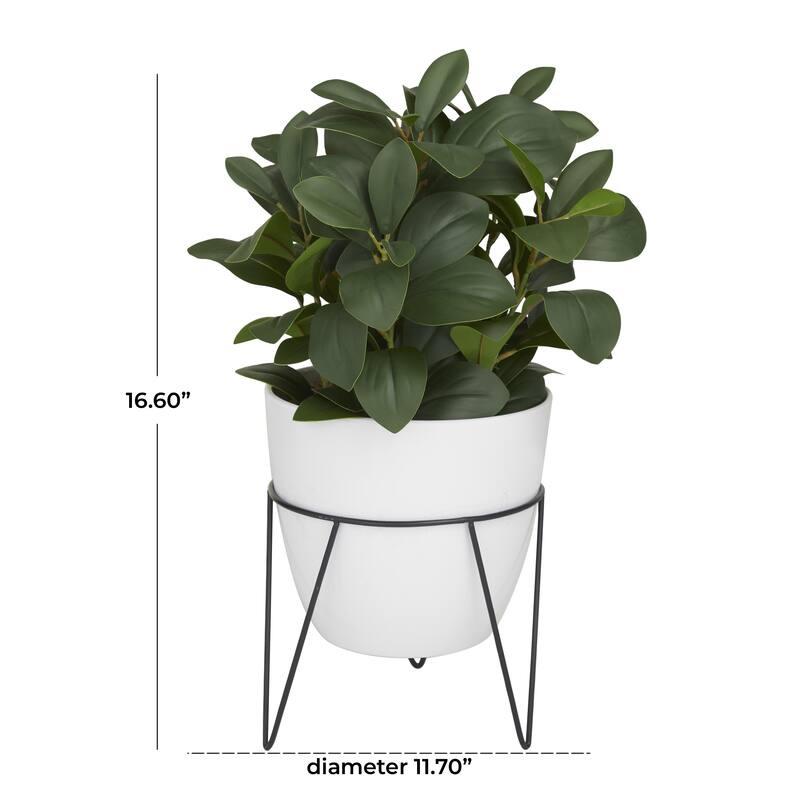Faux Foliage Eucalyptus Artificial Plant with Realistic Leaves and Metal Stand and White Pot - Green - Roche River Decor