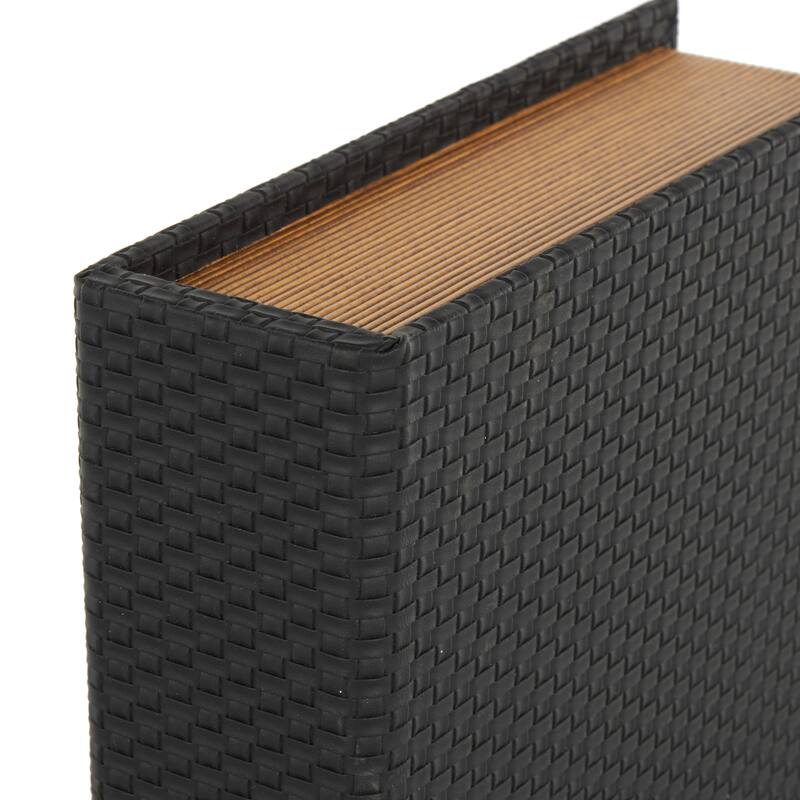 Cream, Black, Copper, Beige or Brown Faux Leather Woven Faux Book Storage Decorative Box (Set of 3)