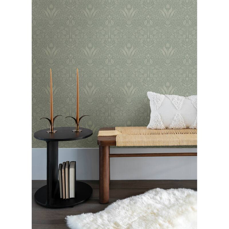 A-Street Prints Mara Green Tulip Ogee Wallpaper