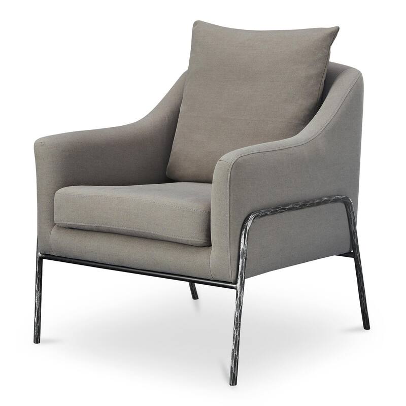 NADAAL STUDIOS Riley, Accent Chair Cotton Linen Blend, Light Grey