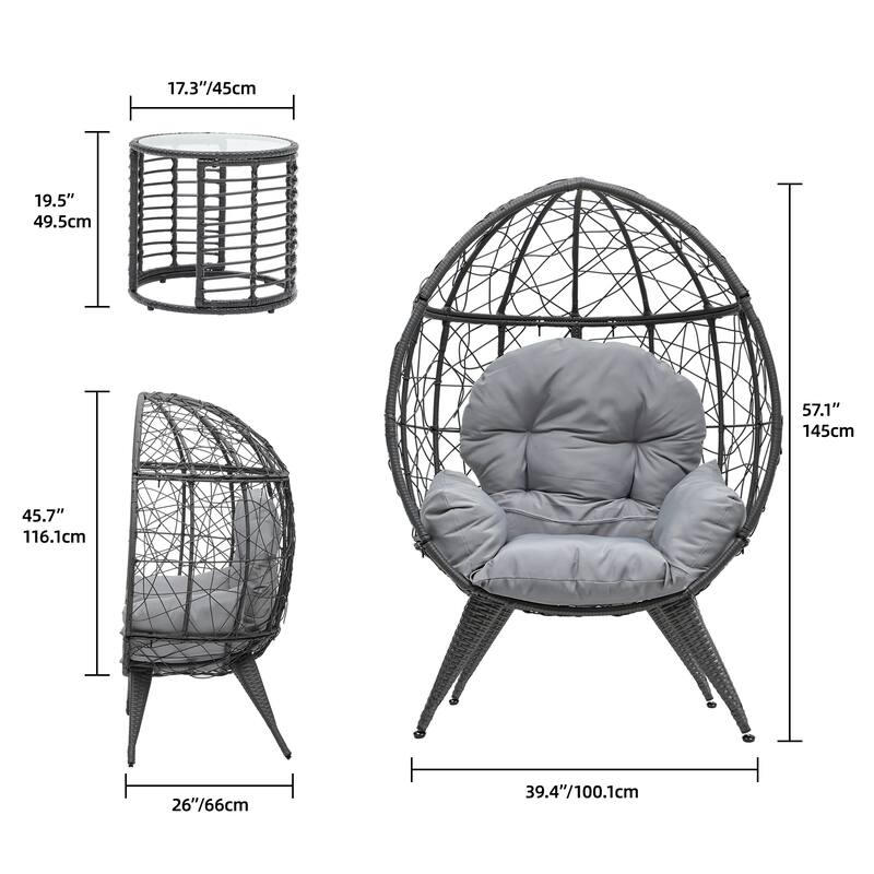 Egg Chair with Stand Outdoor Egg Lounge Chair with Cushion