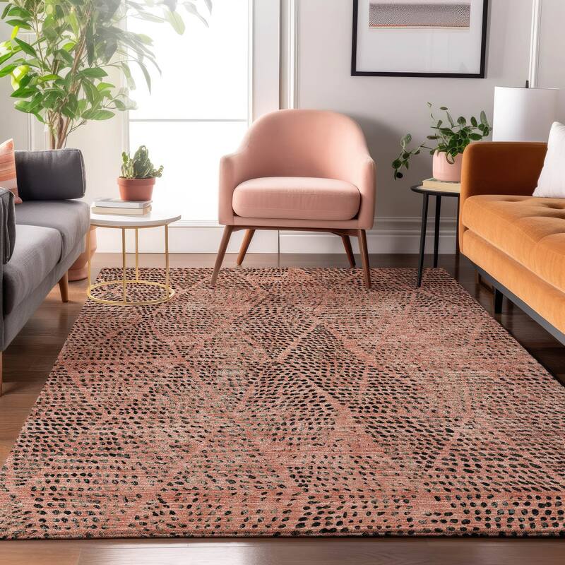 Premium Washable Super Soft Diamond Modern Mayfield Rug - Salmon - 2' 6" x 3' 10" - Rectangle