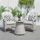 preview thumbnail 1 of 11, 3-piece Outdoor Wicker Patio Dining Table Set with 2 Chairs Off White