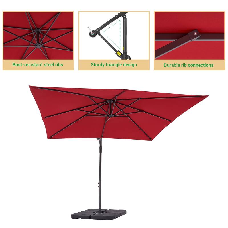 LIVOOSUN Patio 8.2ft Cantilever Offset Hanging Umbrella With a Base