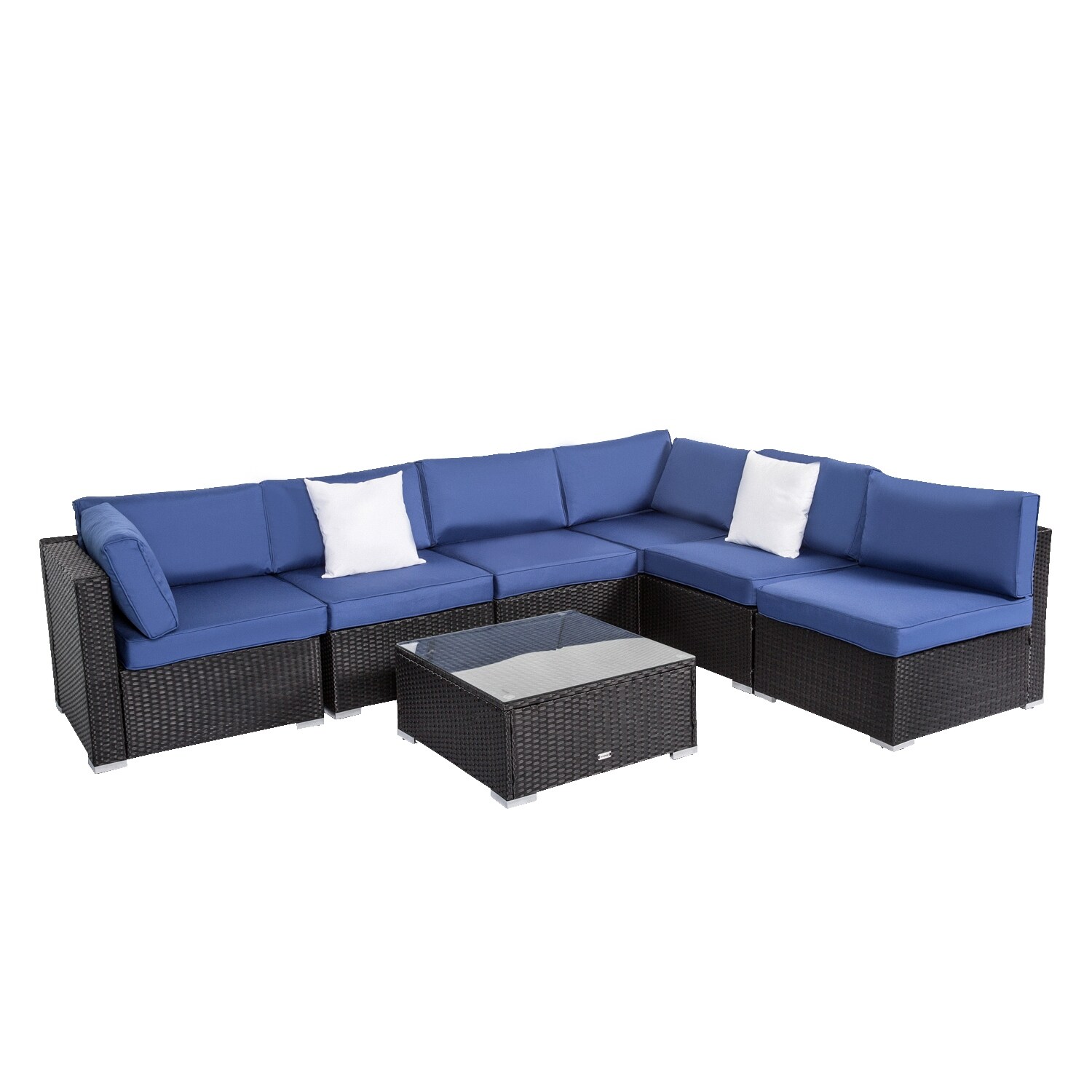 Kinbor Patio Furniture Cushion Covers Replacement for 7Pcs Outdoor Patio Wicker sofa Dark Blue Blue Grey On Sale Bed Bath Beyond 28182568