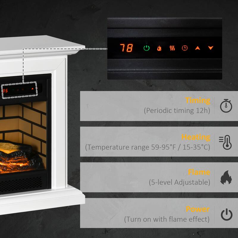 Indoor Electric Fireplace Heater with Mantel, Adjustable Temperature, Flame Effects, and Safety Features - N/A