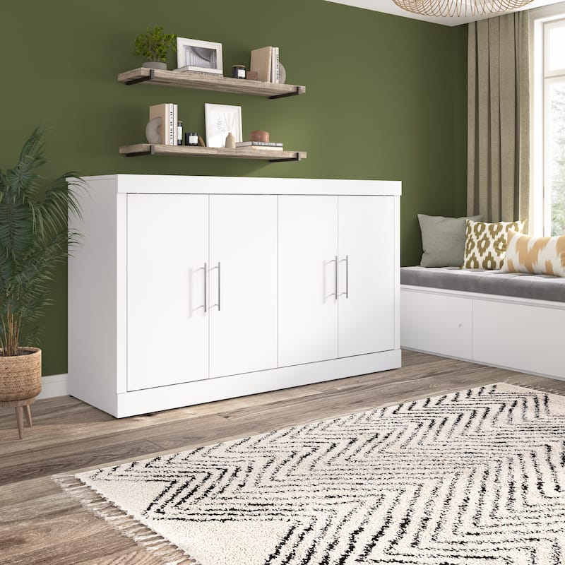 Nebula 75W Queen Cabinet Bed with Mattress for Guest Room by Bestar