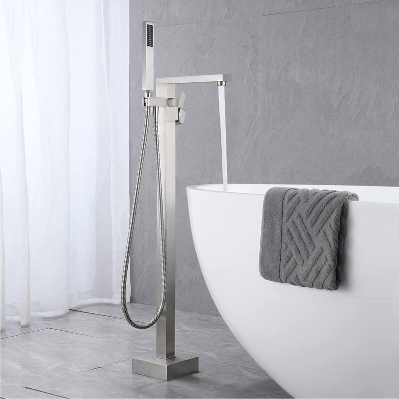 Gold/Black/Sliver Freestanding Bathtub Faucet, Floor Mount Bathtub Filler with Handheld Shower