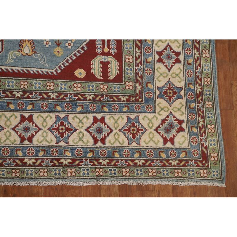 Light Blue Kazak Rug Handmade Traditional Oriental Wool Carpet - 8'3"x 11'5"