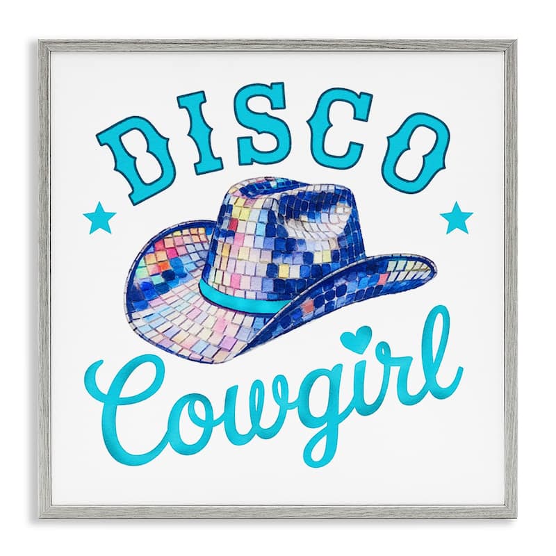 Stupell Turquoise Disco Cowgirl Framed Giclee Art Design By Amanda Greenwood - 12 x 12 - Grey