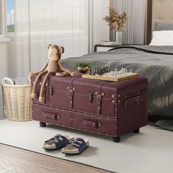 COZAYH Vintage Storage Ottoman Bench, Chest Cabinet with