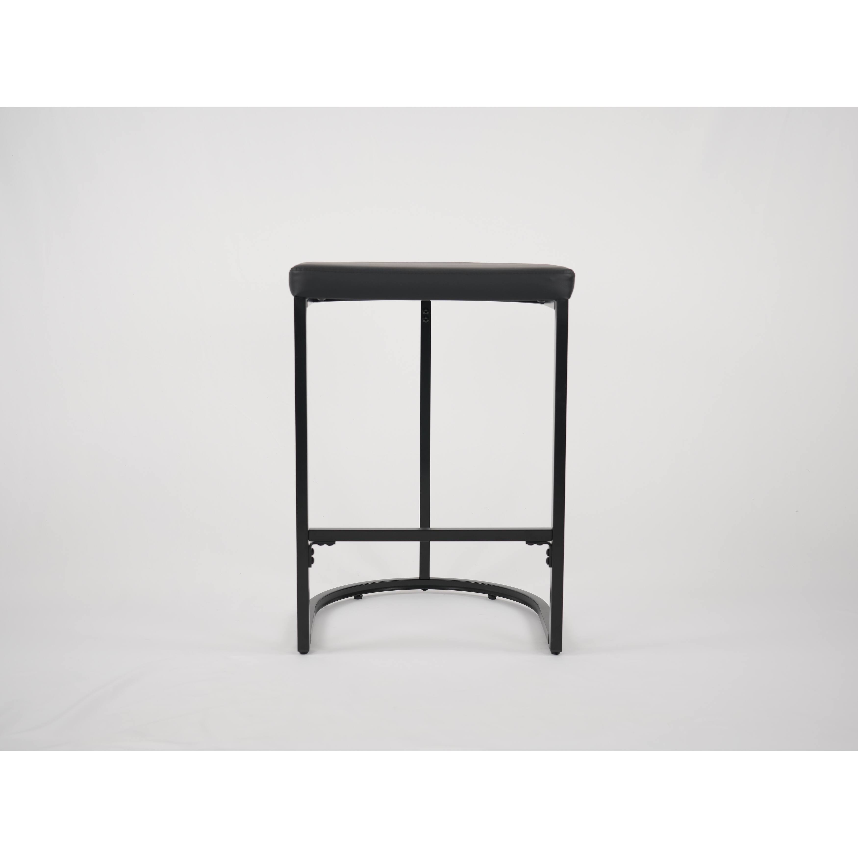 Set of 2 KD Bar Stools, PU Seat with Fully Assembled Iron Frame, for Kitchen & Living Room