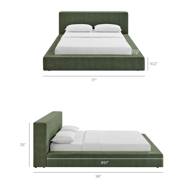 Luma Chenille Upholstered Platform Bed Frame