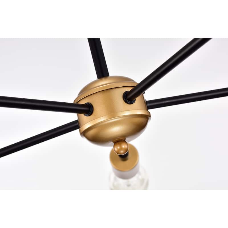 Brent Matte Black+Gold 5-Light Linear Chandelier