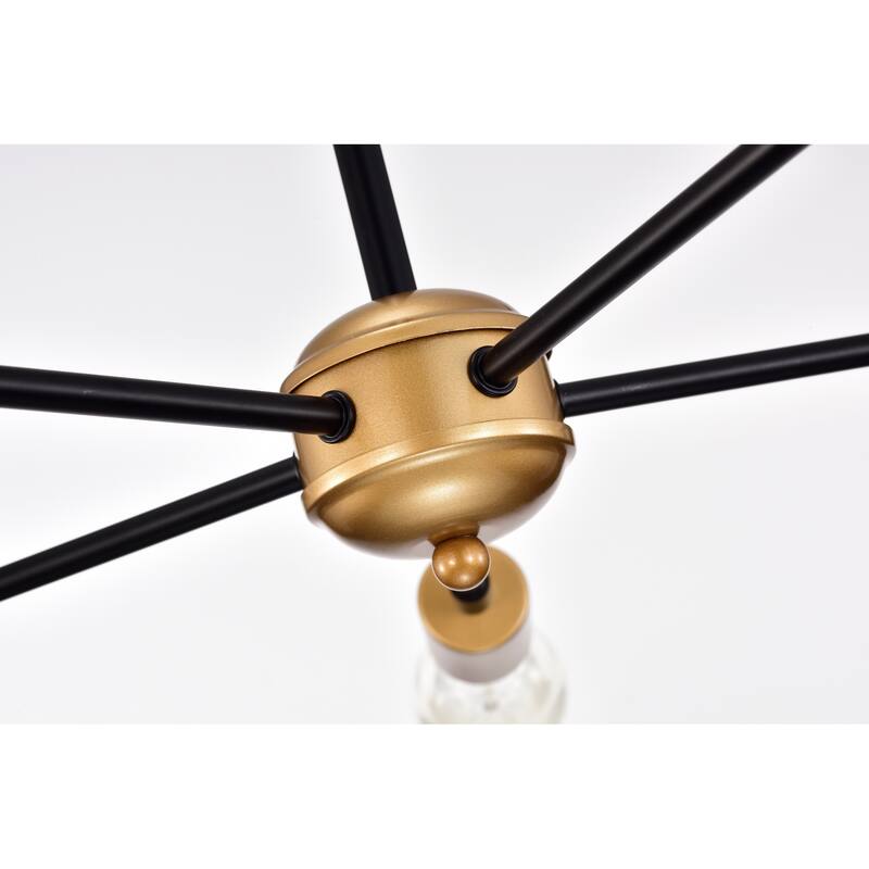Chandelier Linear Matte Black Gold 5-Light