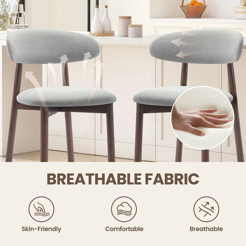 RENEWLINE Mid-Century Modern Upholstered Bar Stools with Backrest - Solid Wood Legs Counter Height Stools