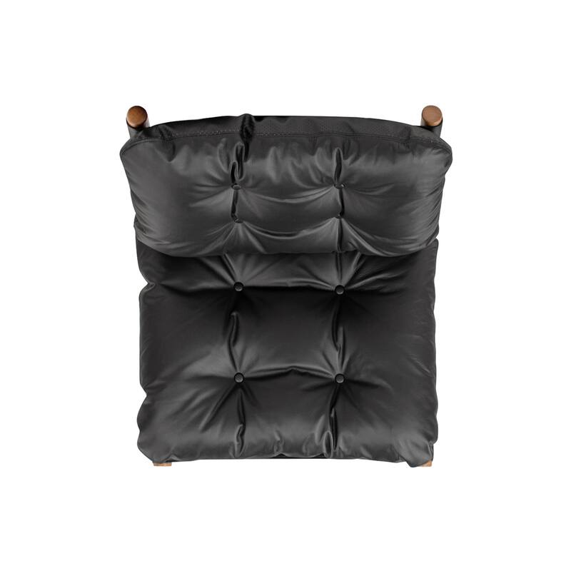 Oxford 26.5" Leather Mid-Century Modern Accent Chair, Noir Black Leather