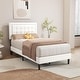 preview thumbnail 52 of 59, alazyhome Upholstered Platform Bed Frame with Button Tufting Headboard