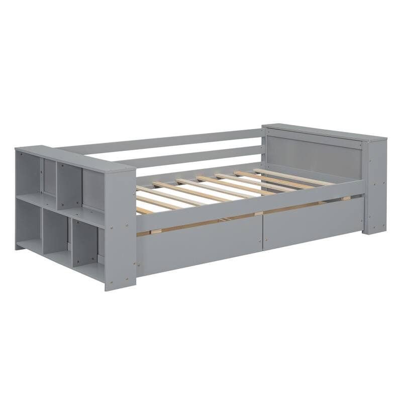 Double sofa bed with shelves and drawers