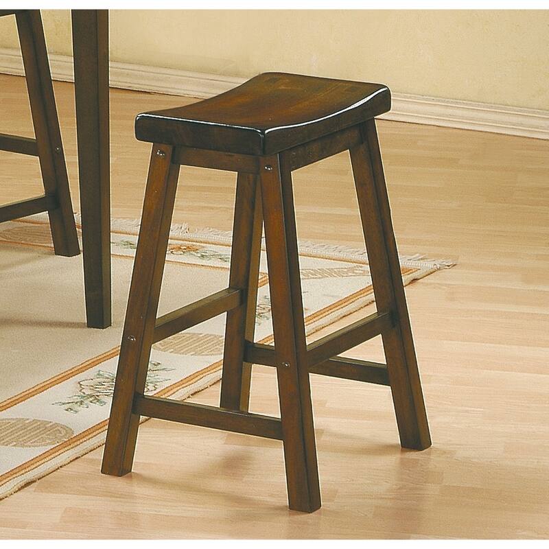 Casual Dining 29-Inch Bar Height Stools 2Pc Set Saddle Seat Solid Wood Oak Finish Home Furniture