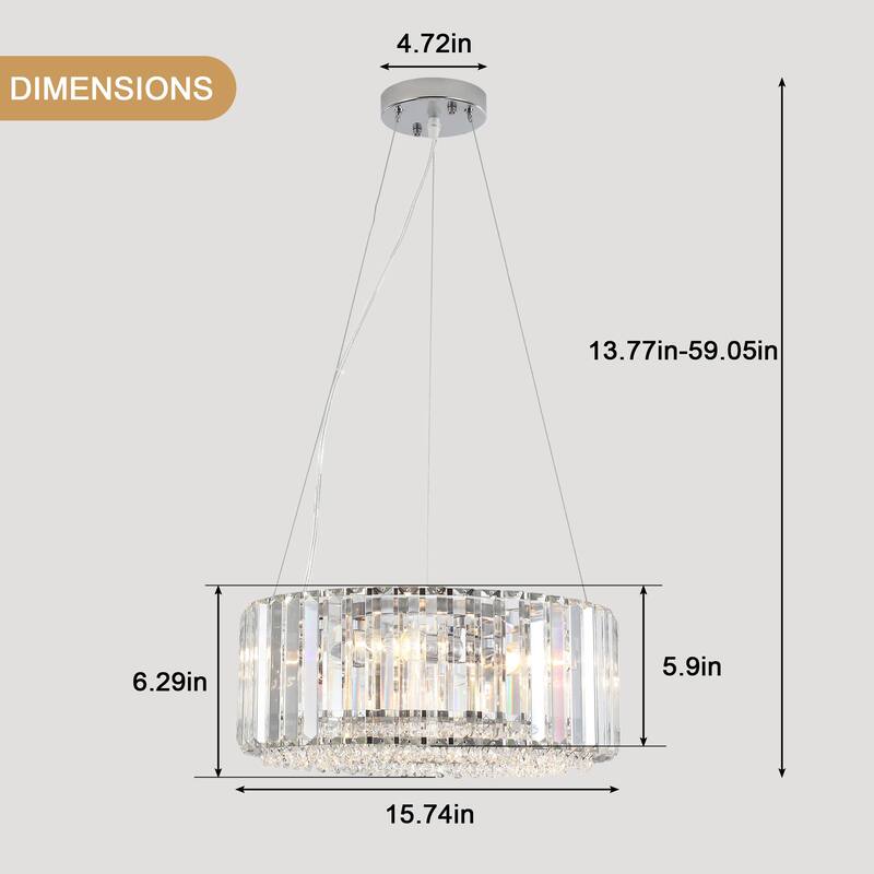 5-Light Modern Pendant Design Crystal Hanging Linear Chandelier Lighting for Dining Room Kitchen Island