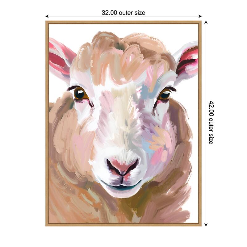 Schaf Sheep by Ohkimiko Framed Canvas Wall Art - 32 x 42 in