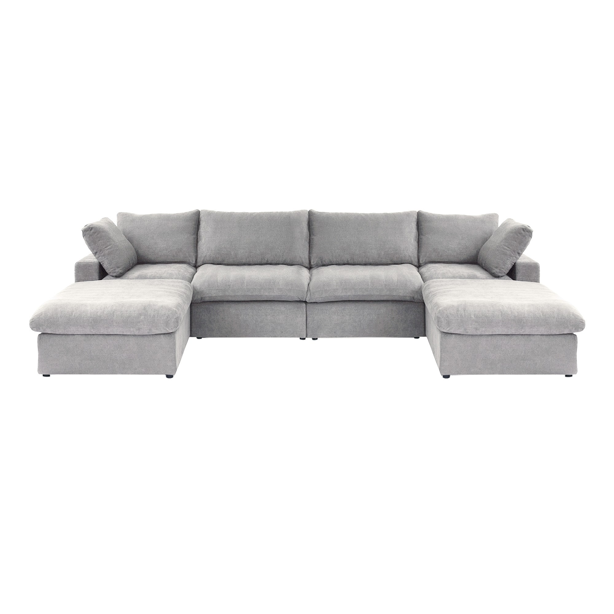 U Shape Couches for Living Room, 6-Seats Modular Convertible Sectional Sofa Couch