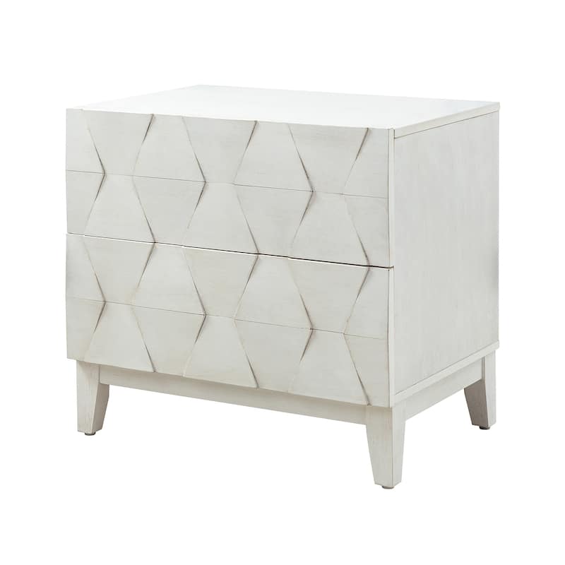 Ethel Mid-Century 2-Drawer Storage Nightstand with Adjustable Solid Wood Legs and Charging Station By HULALA HOME